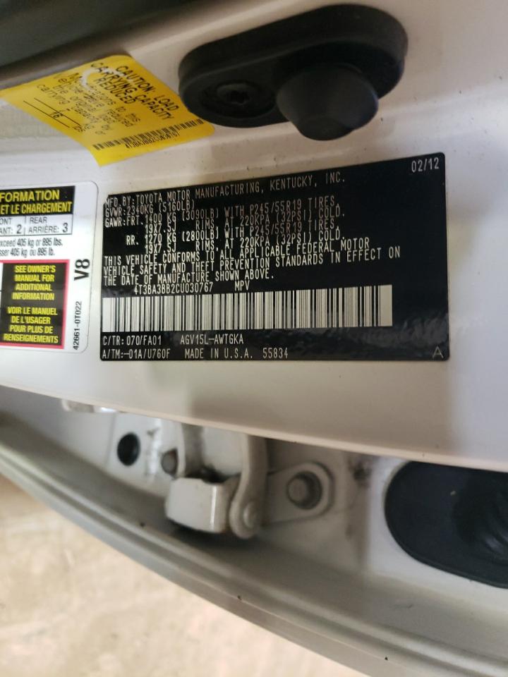 4T3BA3BB2CU030767 2012 Toyota Venza Le