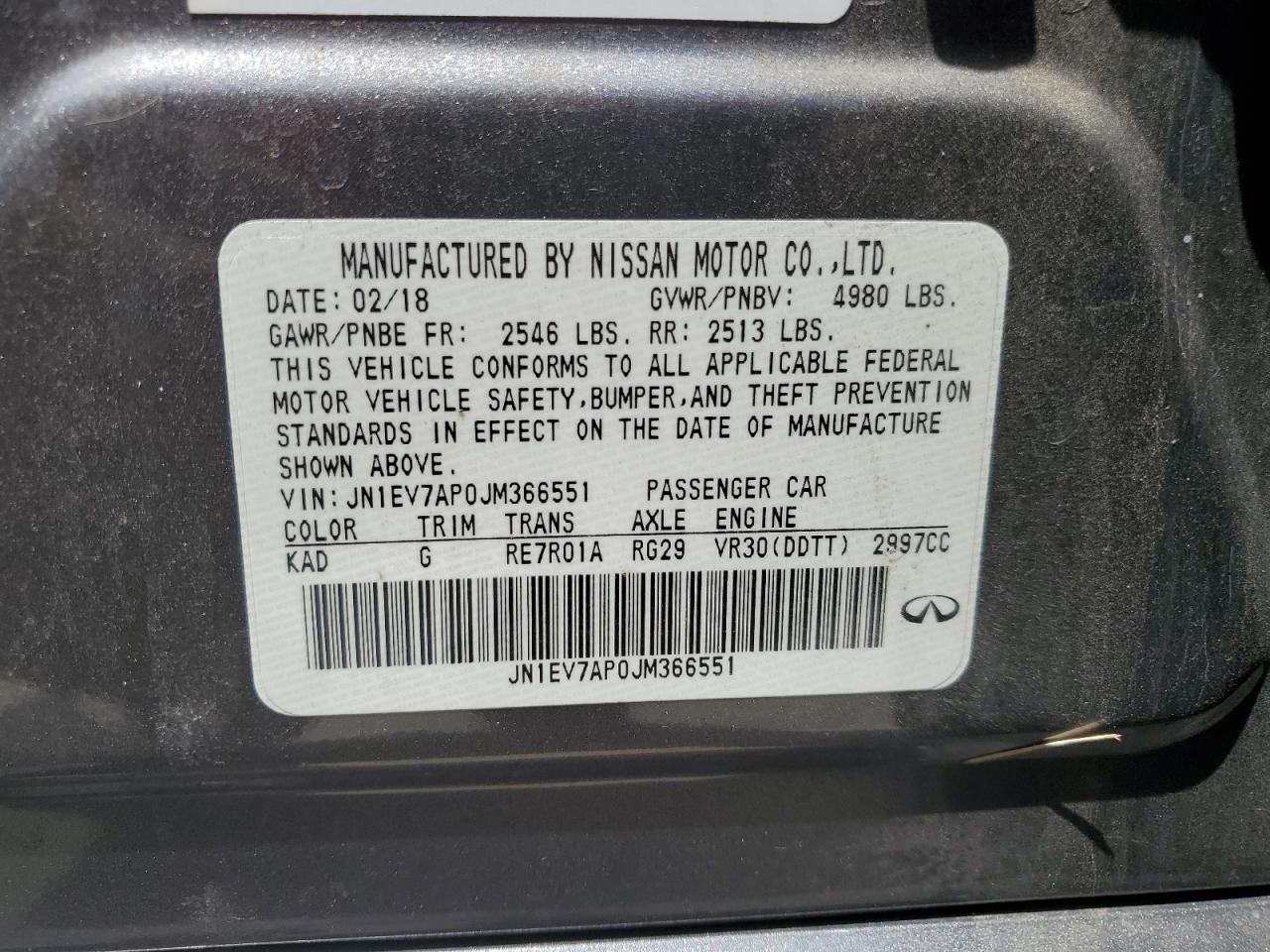 JN1EV7AP0JM366551 2018 Infiniti Q50 Luxe