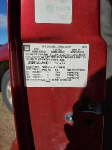 2004 GMC Envoy VIN: 1GKDT13S742100011 Lot: 60504294