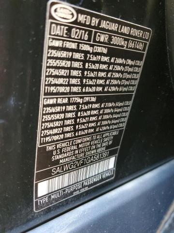 2016 Land Rover Range Rover Sport Se VIN: SALWG2VF1GA581391 Lot: 58042184