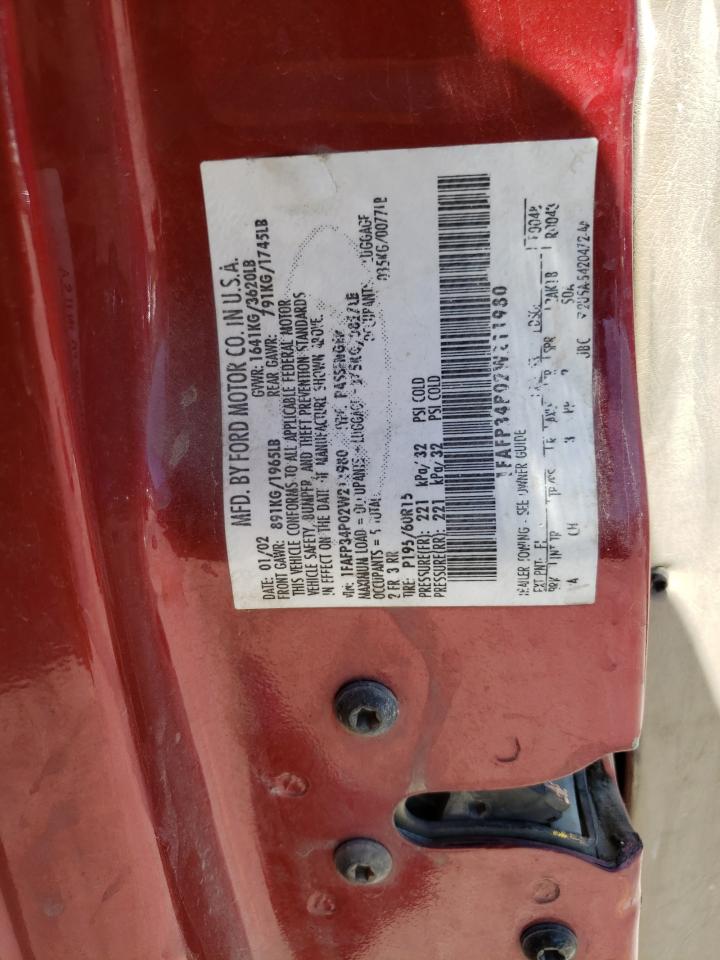 1FAFP34P02W211980 2002 Ford Focus Se