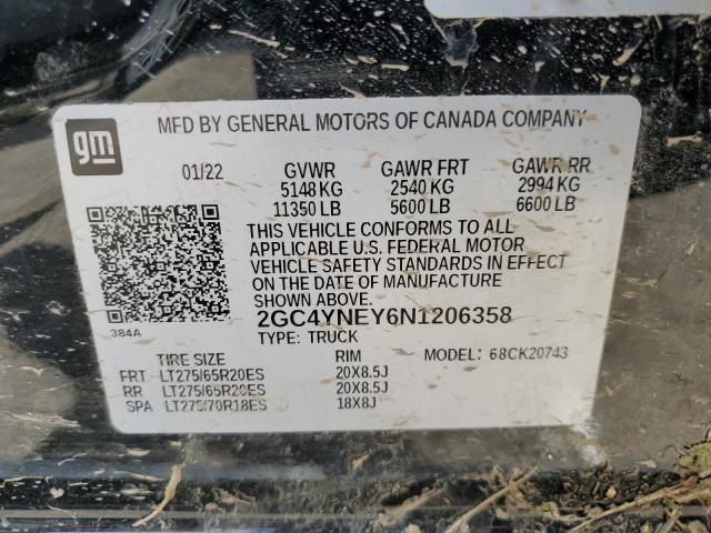 2022 Chevrolet Silverado K2500 Heavy Duty Lt VIN: 2GC4YNEY6N1206358 Lot: 57342344