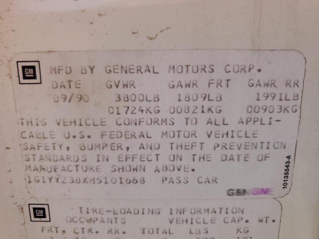 1991 Chevrolet Corvette VIN: 1G1YY238XM5101668 Lot: 58907664