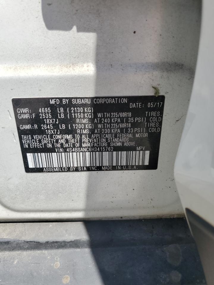 4S4BSANC6H3415762 2017 Subaru Outback 2.5I Limited