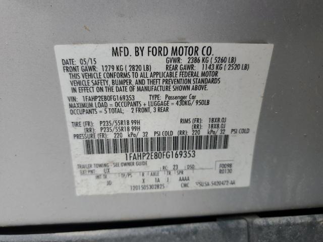2015 Ford Taurus Sel VIN: 1FAHP2E80FG169353 Lot: 57851164
