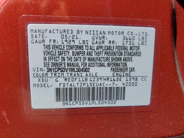 2021 Nissan Kicks Sr VIN: 3N1CP5DV1ML504502 Lot: 60347324