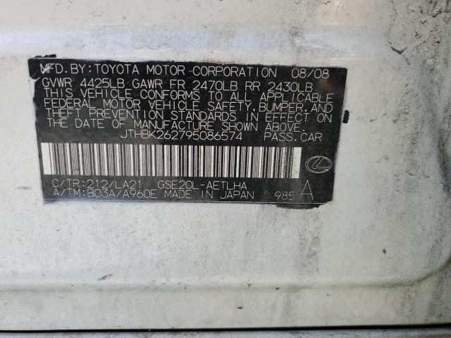 2009 Lexus Is 250 VIN: JTHBK262795086574 Lot: 60160314