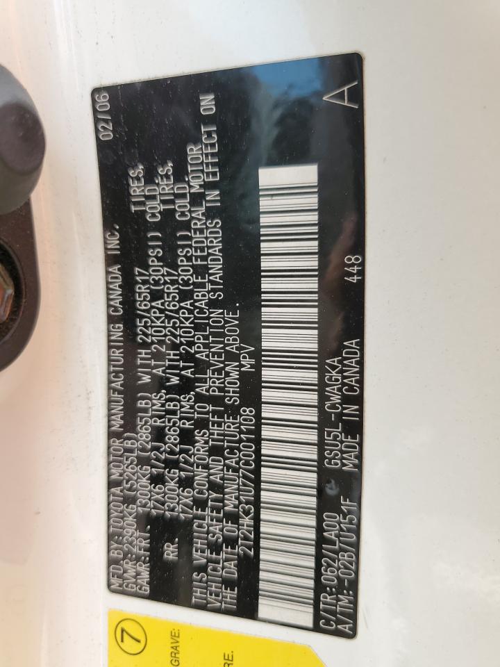 2T2HK31U77C001108 2007 Lexus Rx 350