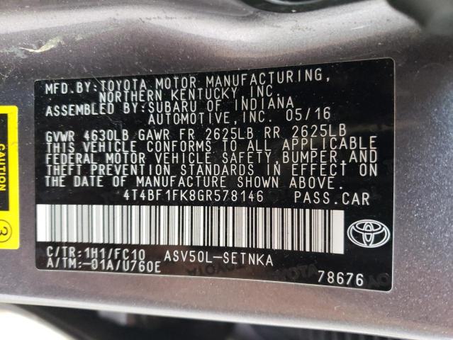 VIN 4T4BF1FK8GR578146 2016 Toyota Camry, LE no.13