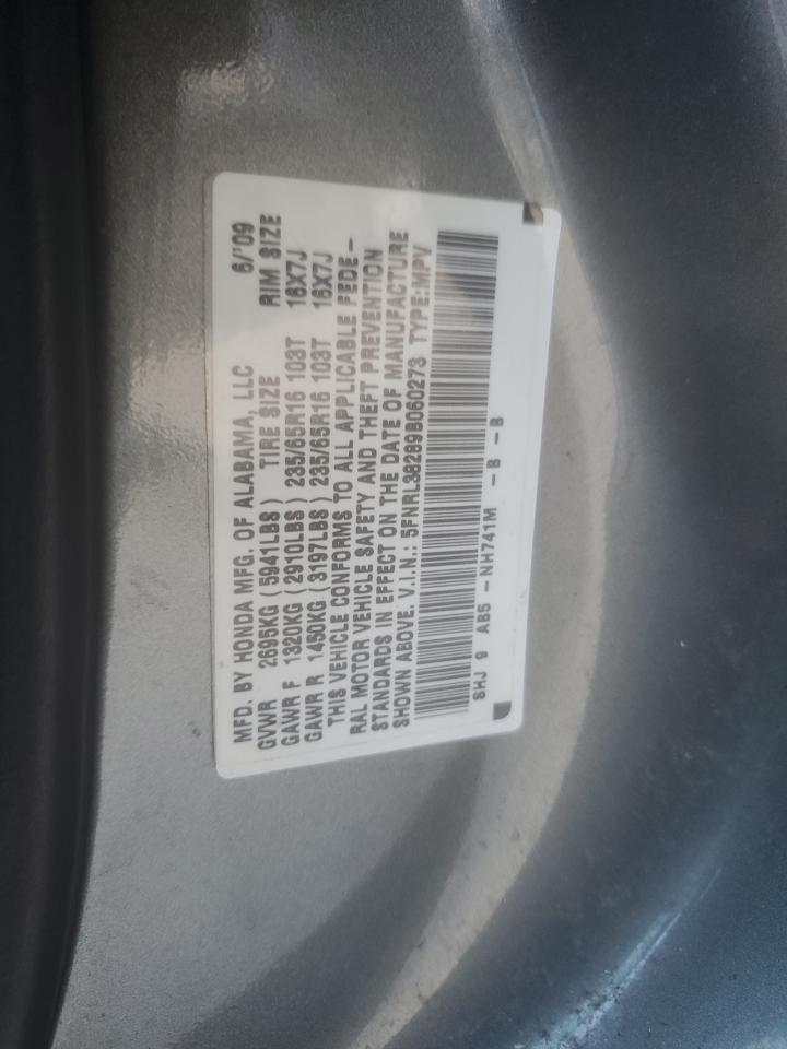 5FNRL38289B060273 2009 Honda Odyssey Lx