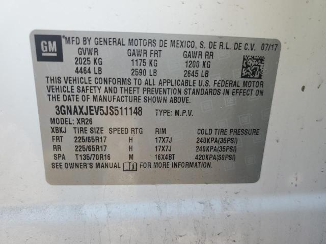 2018 Chevrolet Equinox Lt VIN: 3GNAXJEV5JS511148 Lot: 59131874