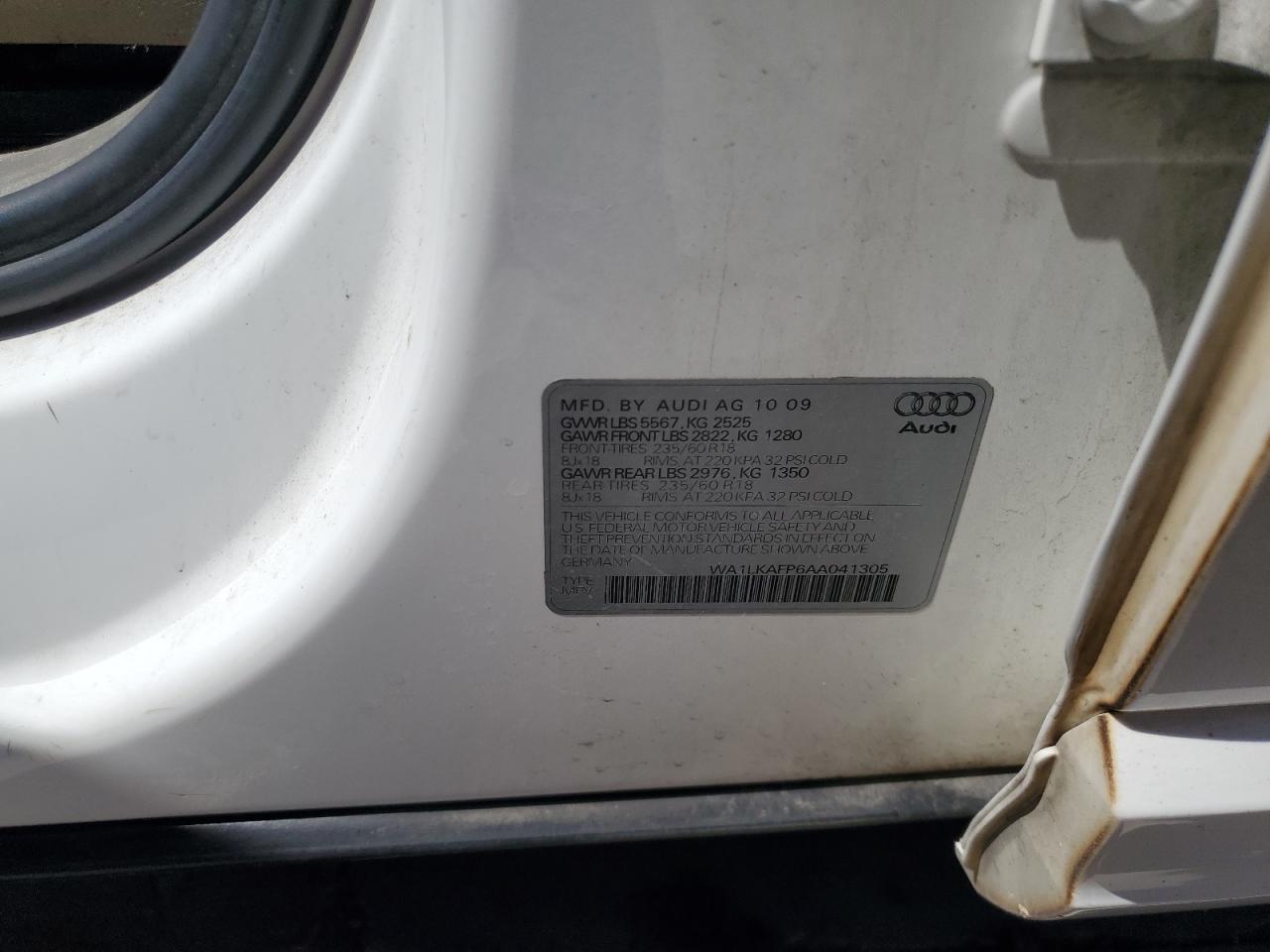 WA1LKAFP6AA041305 2010 Audi Q5 Premium Plus