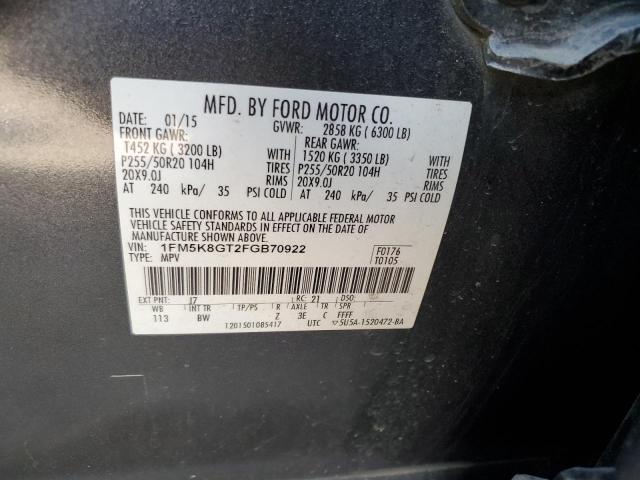 2015 Ford Explorer Sport VIN: 1FM5K8GT2FGB70922 Lot: 56439924