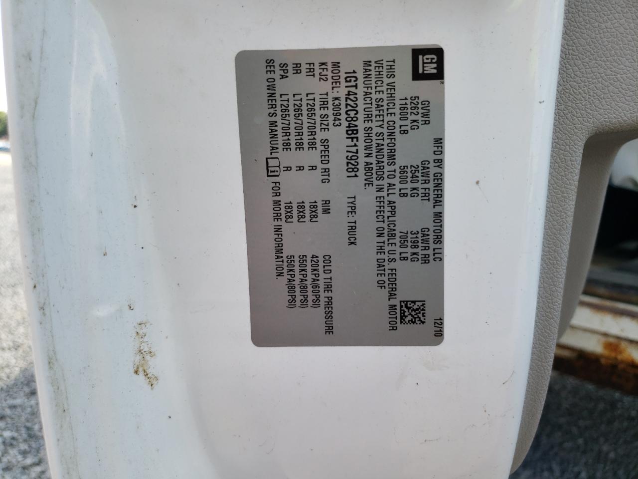 1GT422C84BF179281 2011 GMC Sierra K3500