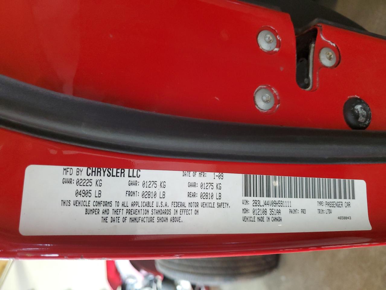 2B3LJ44V09H591111 2009 Dodge Challenger Se