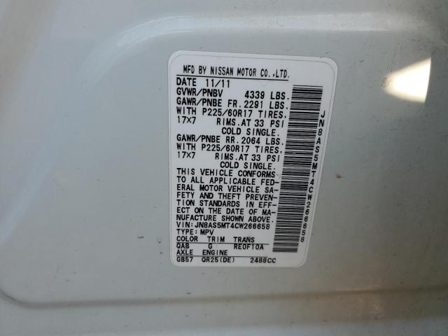 2012 Nissan Rogue S VIN: JN8AS5MT4CW266658 Lot: 57261364