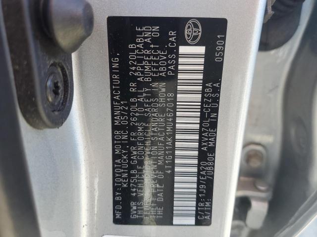 VIN 4T1G11AK1MU467018 2021 Toyota Camry, SE no.13