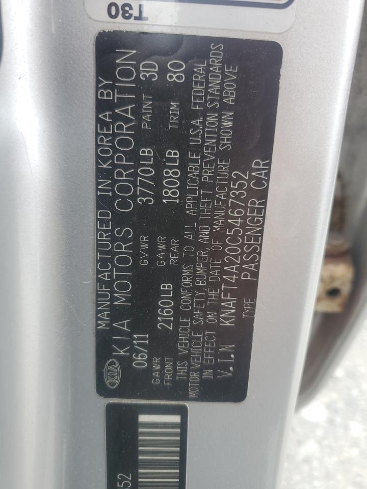 KNAFT4A20C5467352 2012 Kia Forte Lx