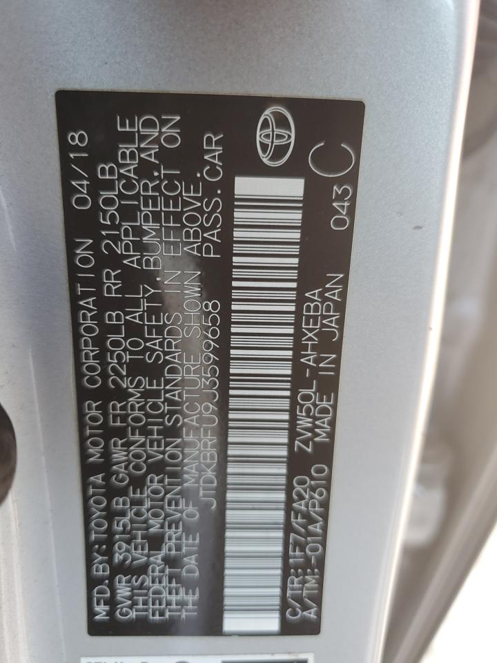 JTDKBRFU9J3599658 2018 Toyota Prius