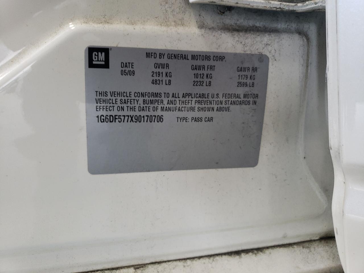 1G6DF577X90170706 2009 Cadillac Cts