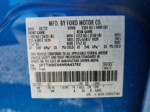 2022 FORD MAVERICK X - 3FTTW8E94NRA43782