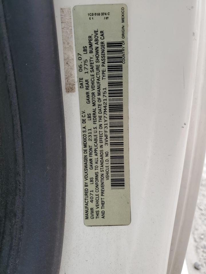 3VWFF31Y77M421751 2007 Volkswagen New Beetle Triple White