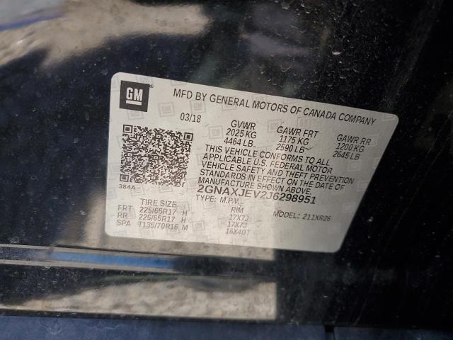 2018 Chevrolet Equinox Lt VIN: 2GNAXJEV2J6298951 Lot: 57713474