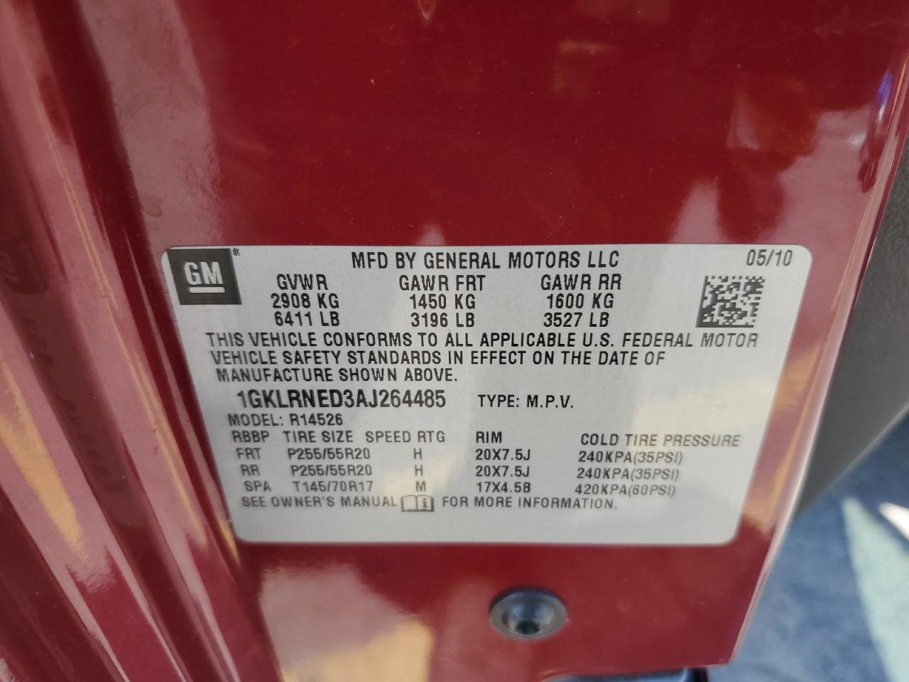 1GKLRNED3AJ264485 2010 GMC Acadia Slt-2