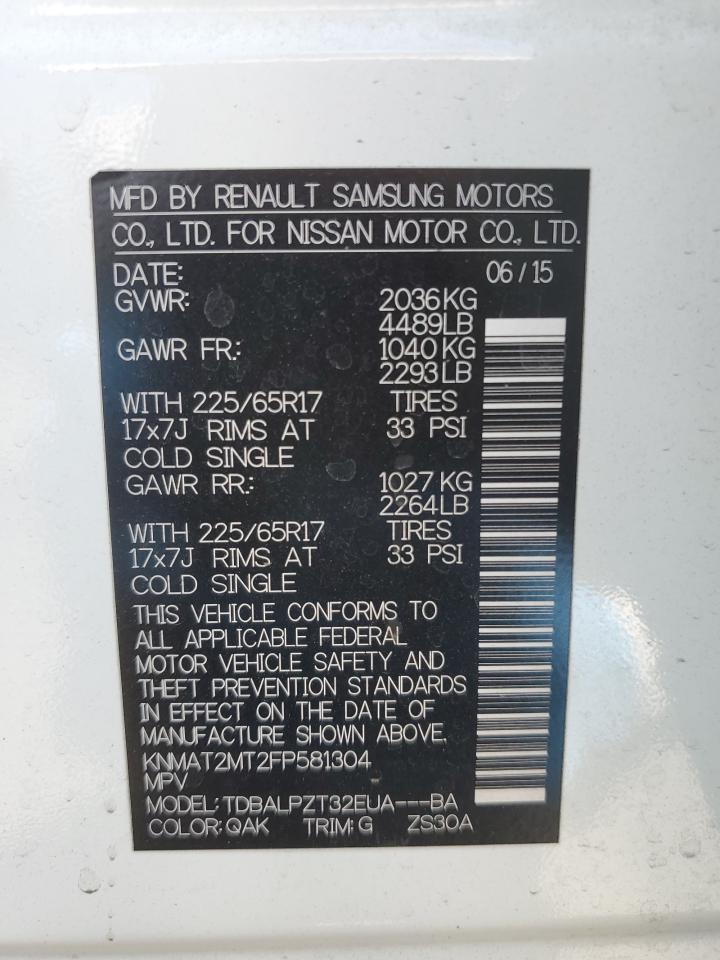 KNMAT2MT2FP581304 2015 Nissan Rogue S