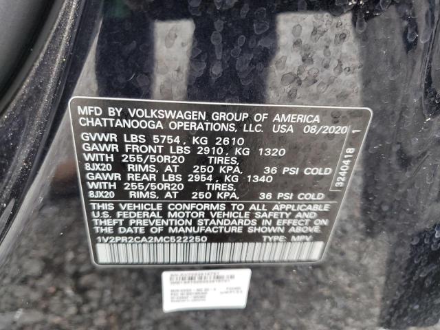 2021 Volkswagen Atlas Se VIN: 1V2PR2CA2MC522250 Lot: 60679634