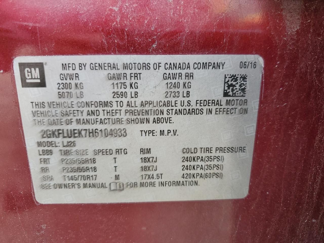 2GKFLUEK7H6104933 2017 GMC Terrain Slt