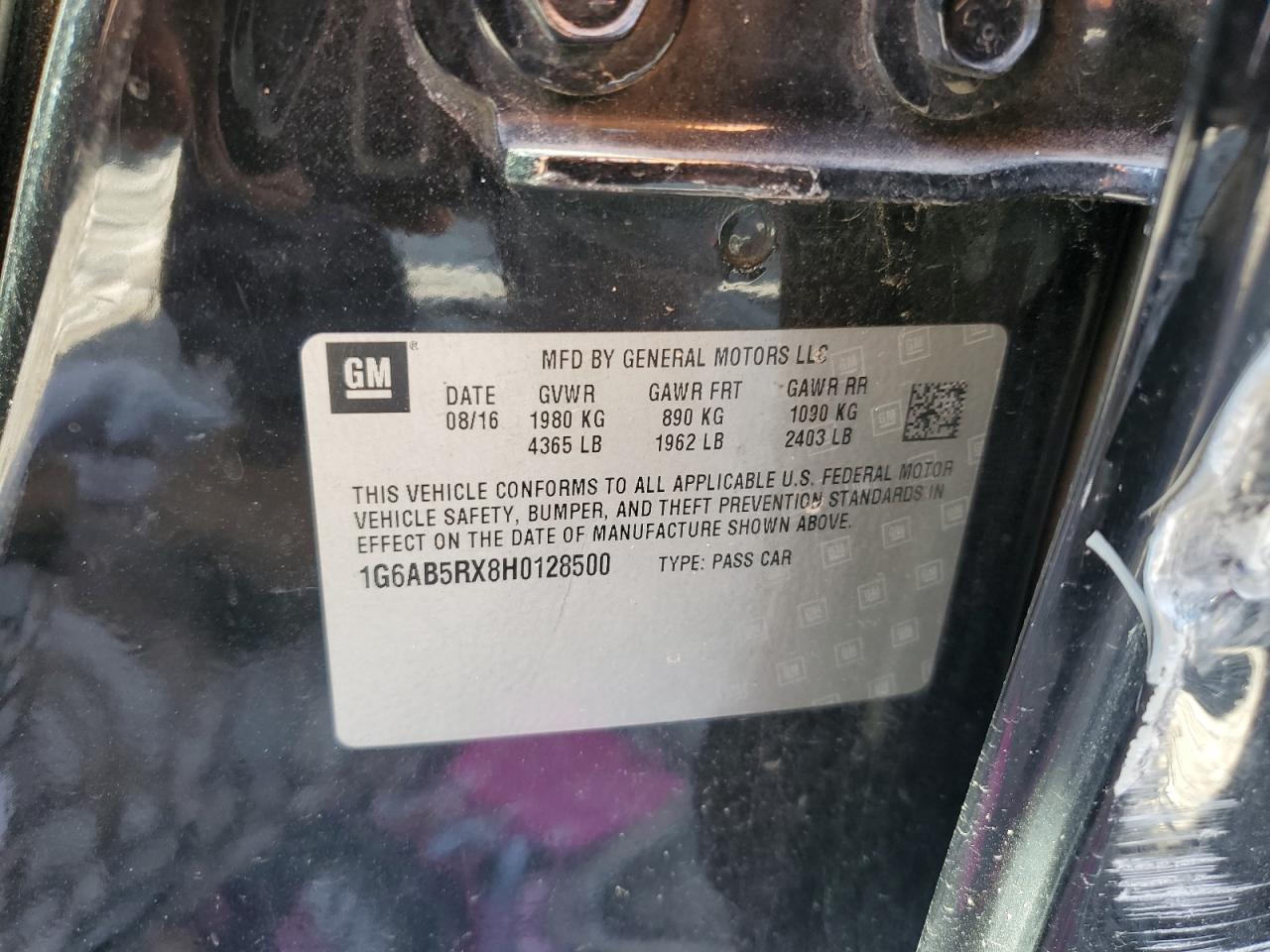 1G6AB5RX8H0128500 2017 Cadillac Ats Luxury