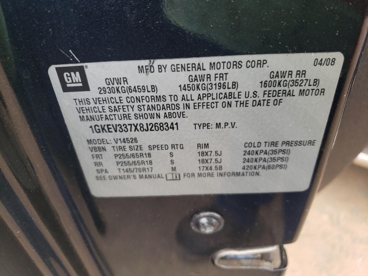 1GKEV337X8J268341 2008 GMC Acadia Slt-2