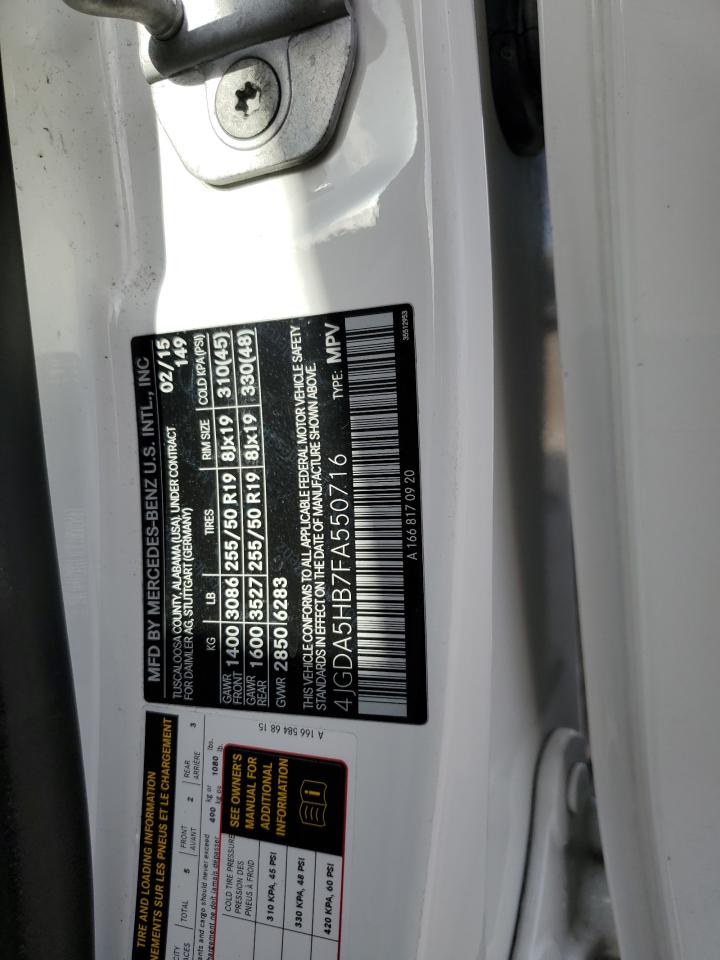 4JGDA5HB7FA550716 2015 Mercedes-Benz Ml 350 4Matic