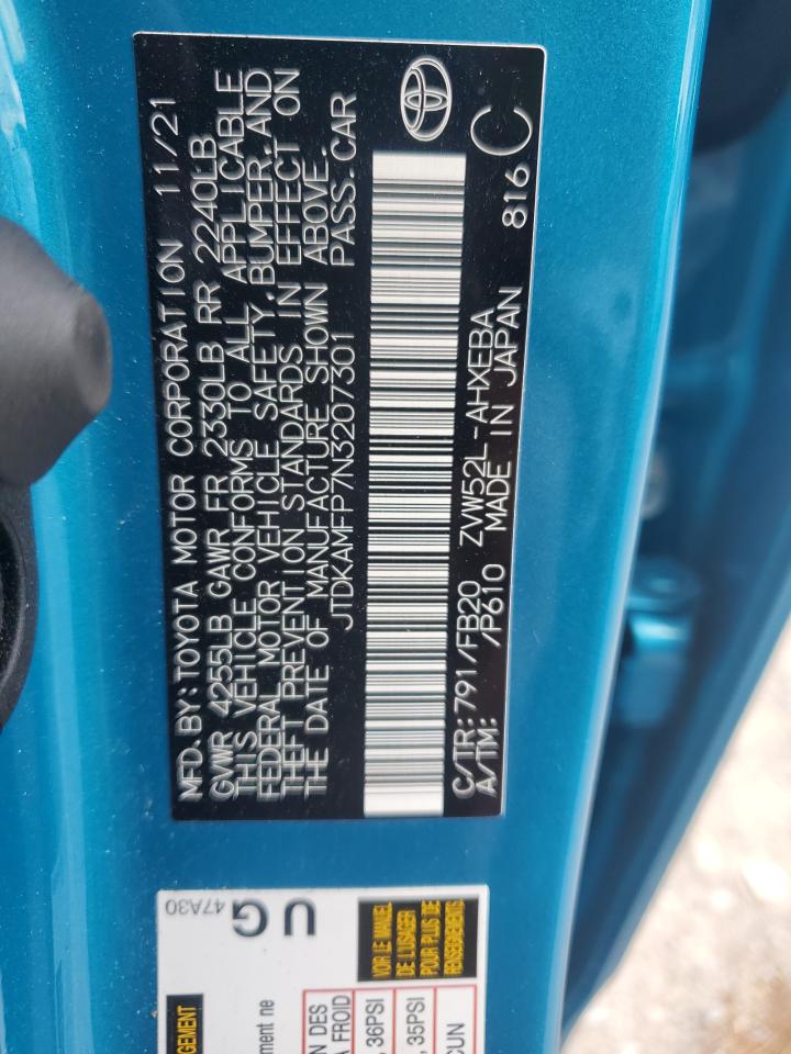 JTDKAMFP7N3207301 2022 Toyota Prius Prime Le