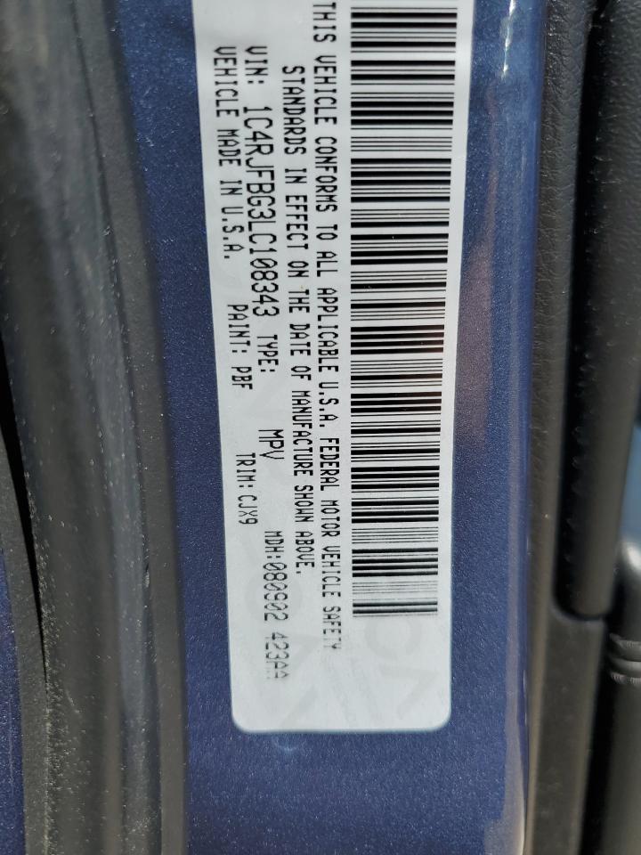 1C4RJFBG3LC108343 2020 Jeep Grand Cherokee Limited