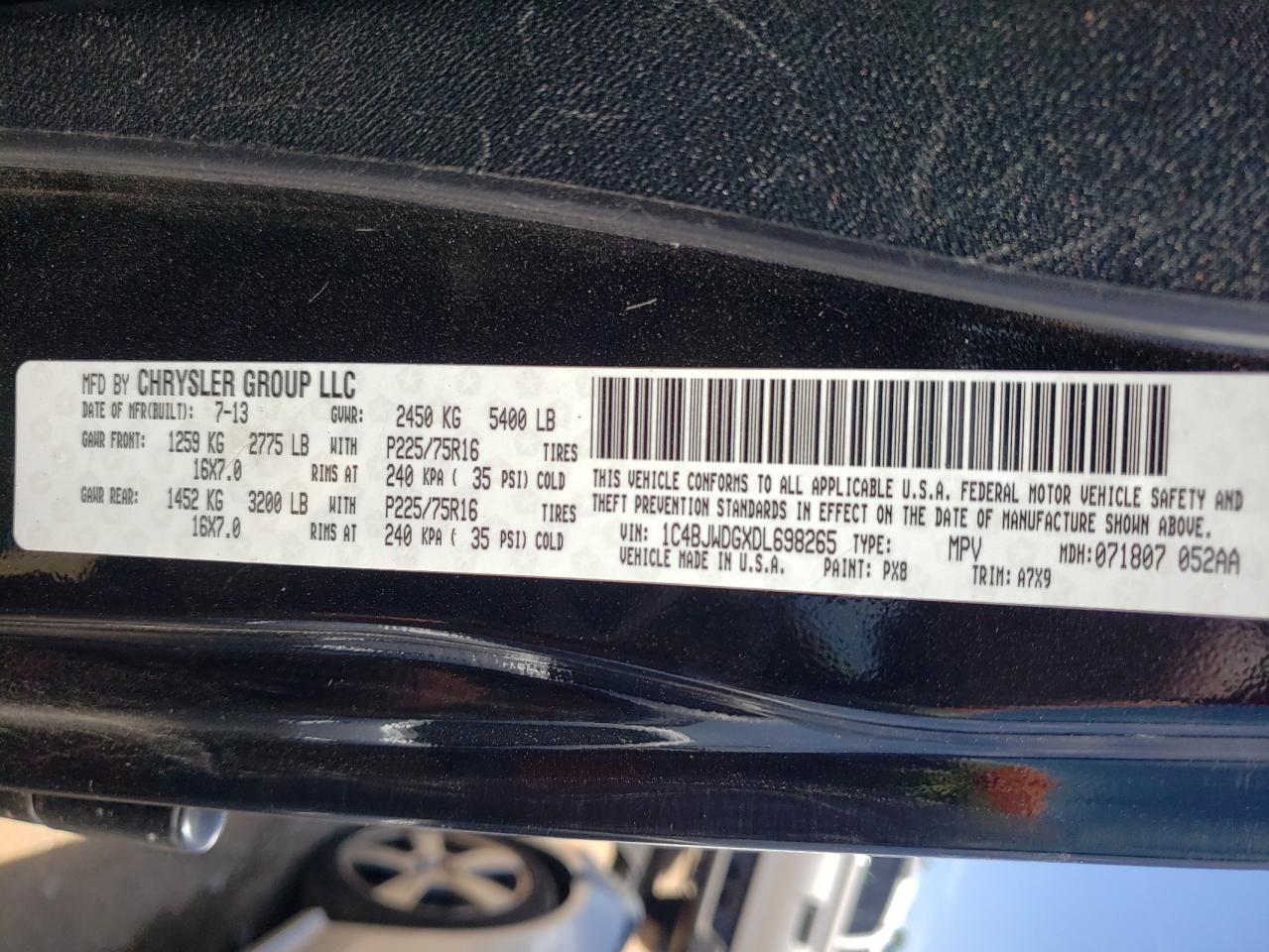 1C4BJWDGXDL698265 2013 Jeep Wrangler Unlimited Sport