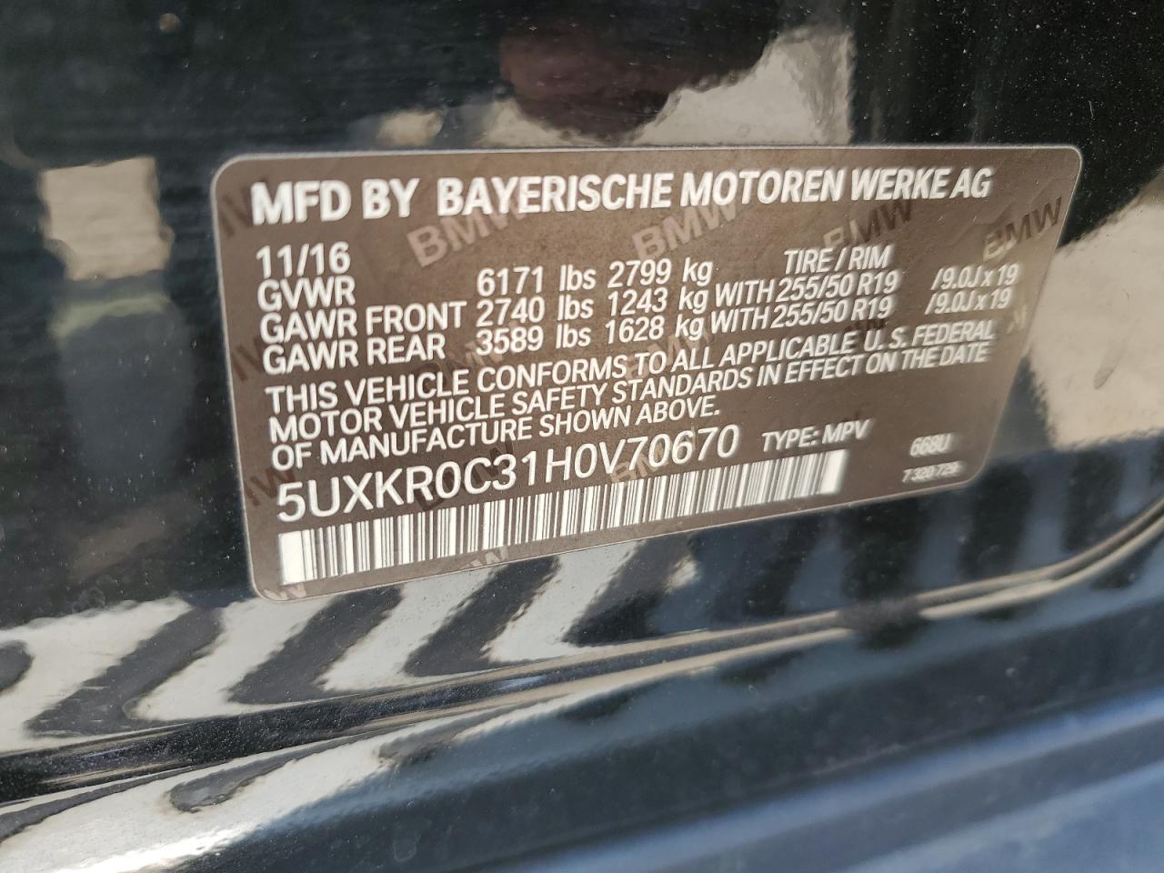 5UXKR0C31H0V70670 2017 BMW X5 xDrive35I