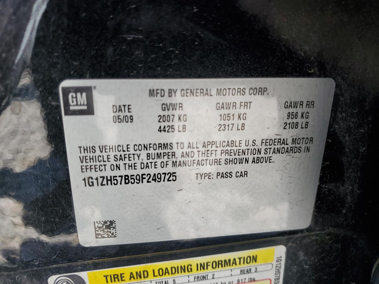 1G1ZH57B59F249725 2009 Chevrolet Malibu 1Lt