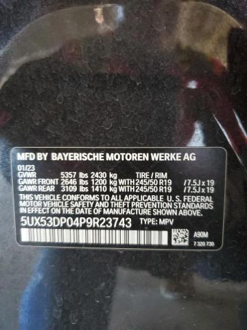 2023 BMW X3 xDrive30I VIN: 5UX53DP04P9R23743 Lot: 57872314