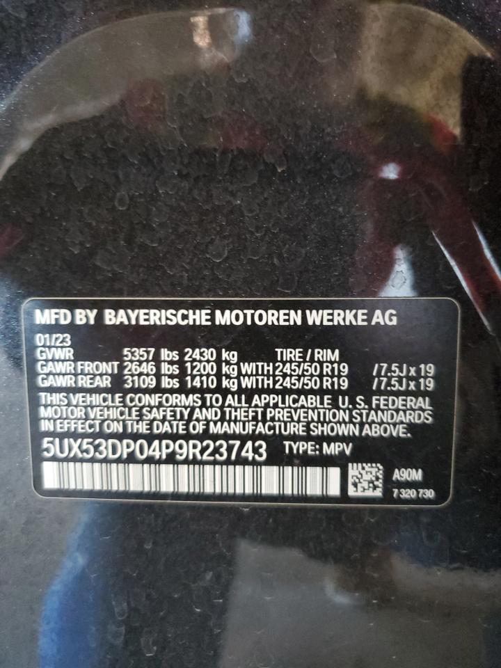 5UX53DP04P9R23743 2023 BMW X3 xDrive30I