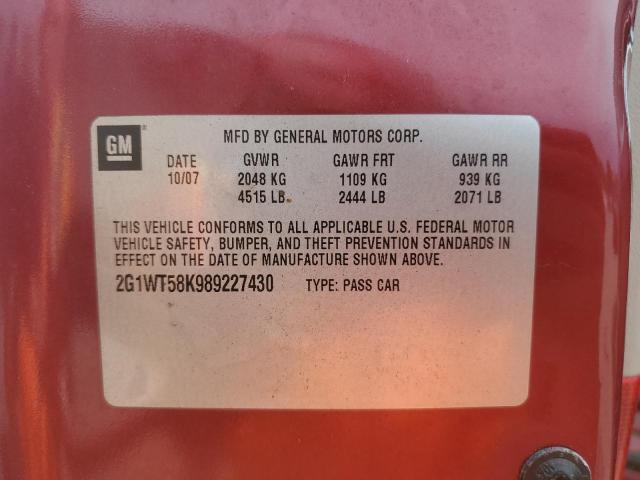 2008 Chevrolet Impala Lt VIN: 2G1WT58K989227430 Lot: 57502644