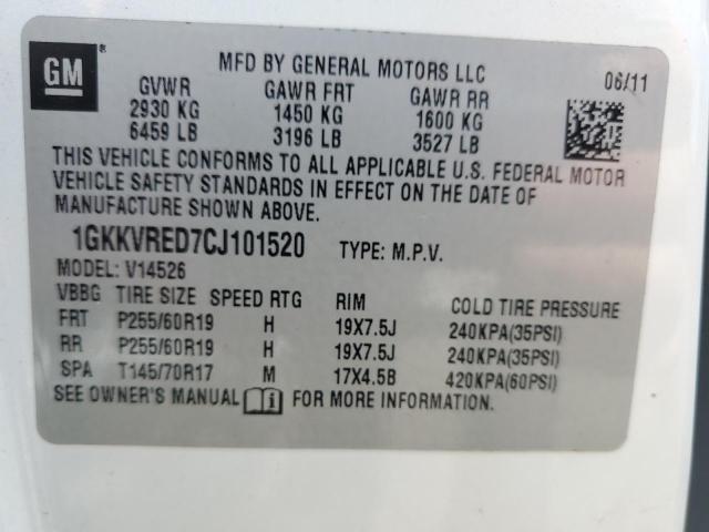 2012 GMC Acadia Slt-1 VIN: 1GKKVRED7CJ101520 Lot: 57351394