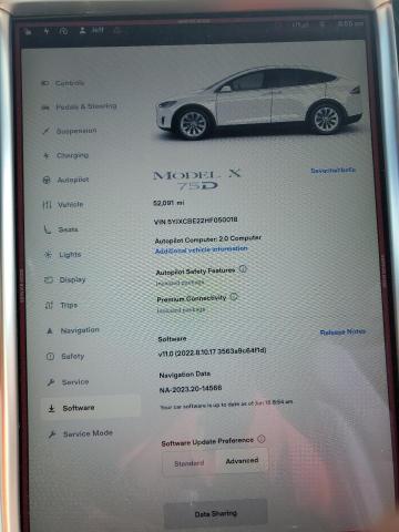 2017 Tesla Model X VIN: 5YJXCBE22HF050018 Lot: 59716944