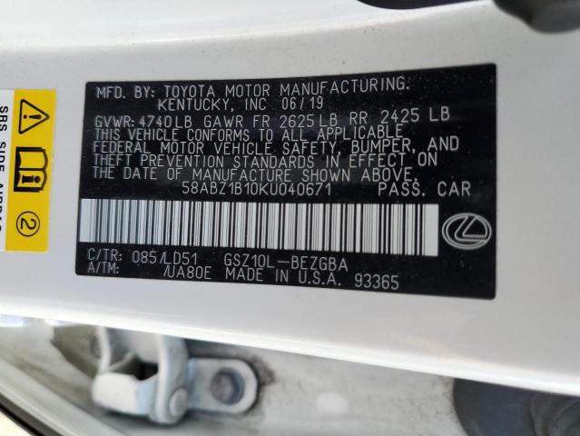 2019 Lexus Es 350 VIN: 58ABZ1B10KU040671 Lot: 58560524