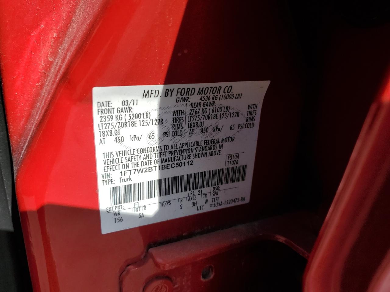 1FT7W2BT1BEC50112 2011 Ford F250 Super Duty