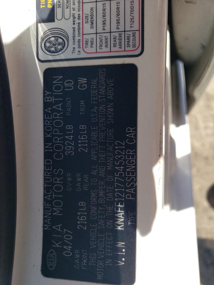 KNAFE121775453212 2007 Kia Spectra Ex