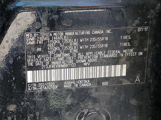 2017 Toyota Rav4 Se VIN: 2T3JFREV9HW681133 Lot: 57452914