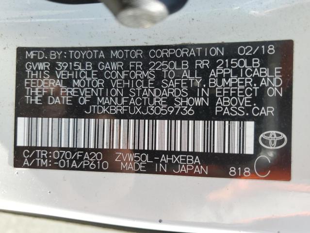 2018 Toyota Prius VIN: JTDKBRFUXJ3059736 Lot: 57323904
