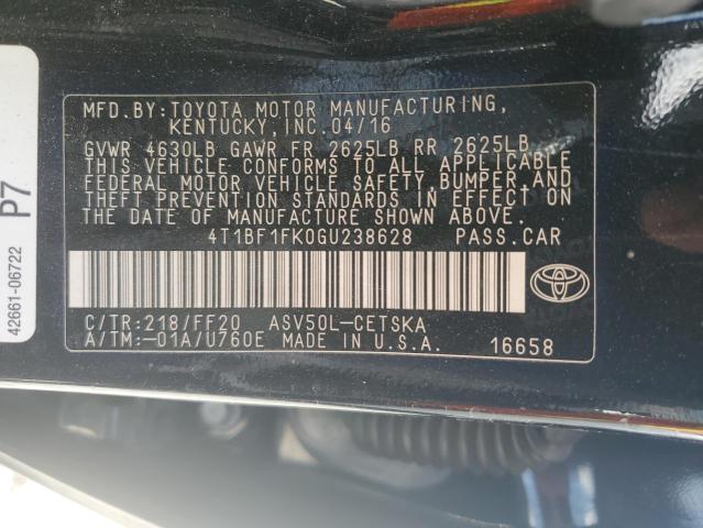 VIN 4T1BF1FK0GU238628 2016 Toyota Camry, LE no.12